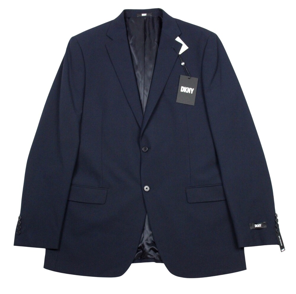 DKNY Duran Suit Jacket Mens 44 L Solid Navy Stretch Modern Fit Two Button